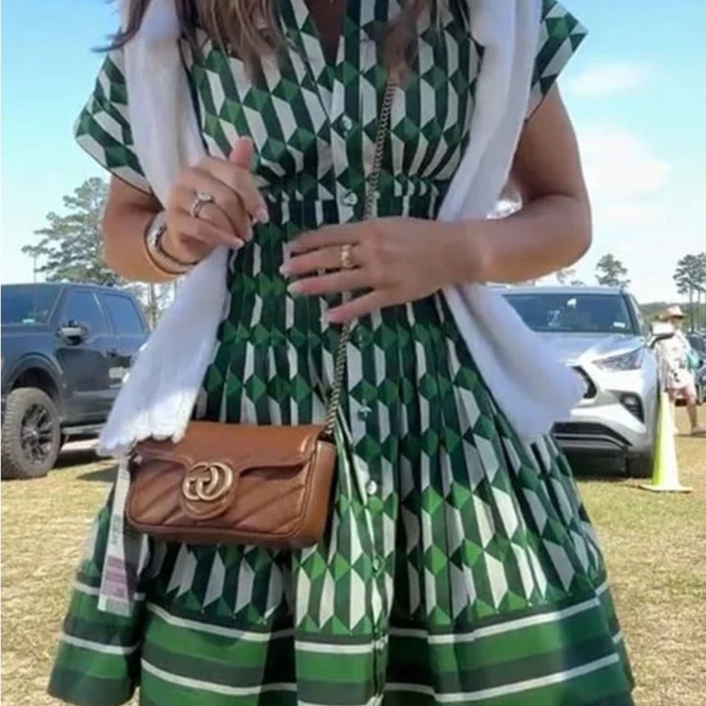 Green Geometric Pattern Dress - image 1
